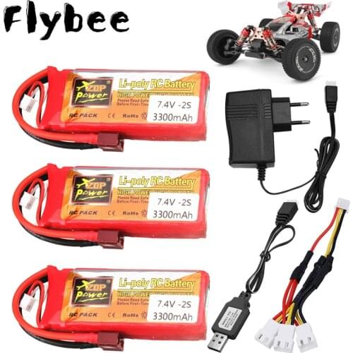 For Wltoys 124019 Car Battery 2S 7.4 V 3300mAh Lipo Battery For Wltoys 144001 12428 124019 RC Racing Car Trucks Boats Battery