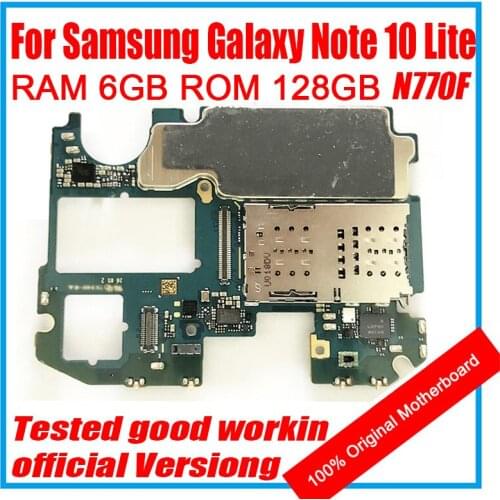 For Samsung Galaxy NOTE 10 LITE N770F Motherboard 6GB RAM 128GB ROM 1 / 2 SIM Mainboard Original Unlock Logic Board Full Chips