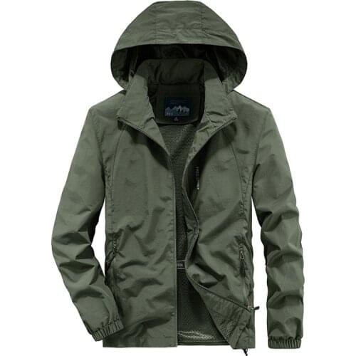 Mens Hooded Jacket Hat Detachable Lightweight Outwear Breathable Lining Coat AW21 Windproof Jacket Male Clothes