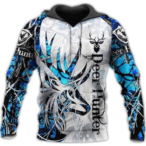 Animal deer Hunting 3D Print Graphic Hoodie Men 2021 Sweatshirt Streetwear Oversize Casual Zip Pullover Harajuku Hoodie