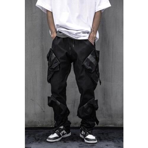 2021 Streetwear Personality Straps Pants Hip Hop Cargo Pant Men Loose Harajuku Joggers Men Trousers Punk Tactical