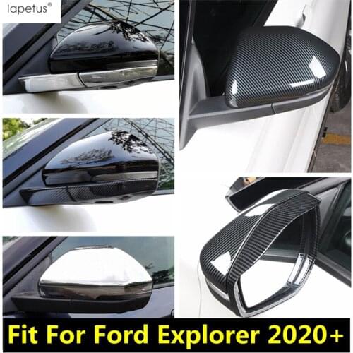 Rearview Mirror Rain Eyebrow / Caps Strip Cover Trim For Ford Explorer 2020 2021 ABS Chrome / Carbon Fiber Exterior Accessories