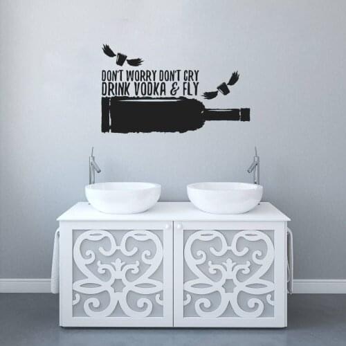 Dont Worry Cry Drink Vodka Silhouette Wall Sticker Decal Resto-Bar Sticker Wall Art Decor A00946
