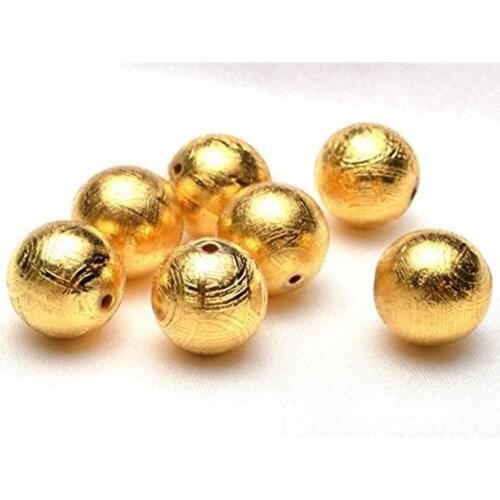 8mm 12mm Natural Gibeon Iron Meteorite Moldavite One Round Beads 24K Gold Power DIY Beads Jewelry AAAAA