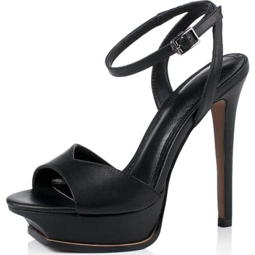 New Platforms Popular Sandals for Women Genuine Leather High Heels Pumps Fashion Party Wedding Wedged Shoes Woman