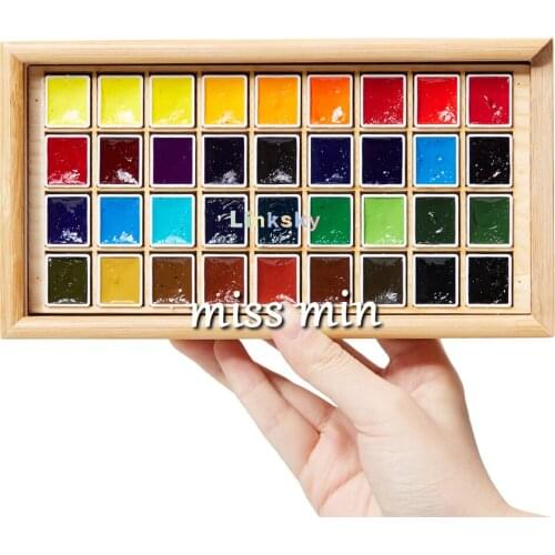 Original M.Graham Artist Watercolor Paint sub-pack 1ml 2ml Half Pans 36 Color Wooden Box Acuarelas Aquarelle Art Supplies
