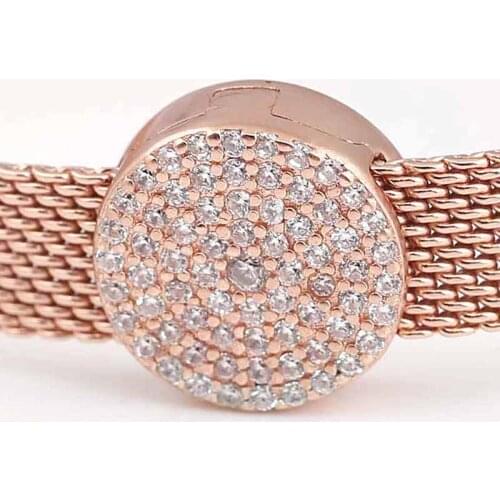 Original Rose Gold Reflexions Dazzling Elegance Clip Beads Fit 925 Sterling Silver Charm Bracelet Bangle Diy Jewelry