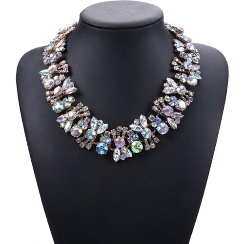 Multicolor Crystal Large Collar Choker Necklace Women Fashion Jewelry Boho Statement Big Bib Chokers Necklaces Indian Necklace