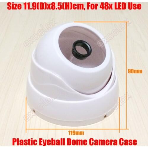 DIY Plastic IR Eyeball Dome Camera Casing White Color Ceiling Mount Case for Security CCTV Fixed Lens 48PCS IR LED Board