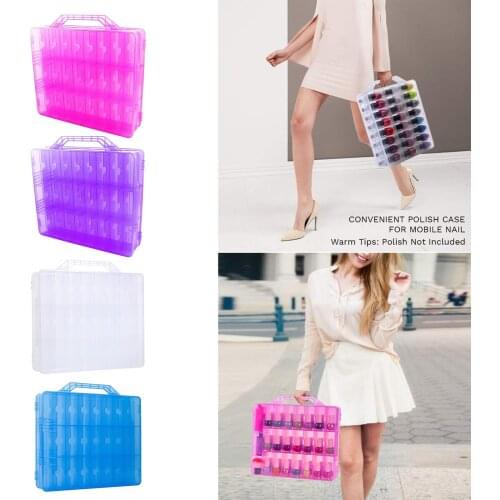 Portable Nail Polish Organizer for 48 Bottles Double Side Gel Storage Holder