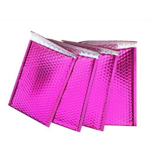 Rose Red Padded Shipping Envelope Metallic Bubble pouch 50pcs mailing Aluminum Foil Gift Bag Packing Wrap