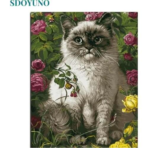 SDOYUNO 40x50cm Oil Painting By Numbers Kits Animals Frameless Coloring By Numbers Cats Digital DIY Paint Numbers Canvas Decor