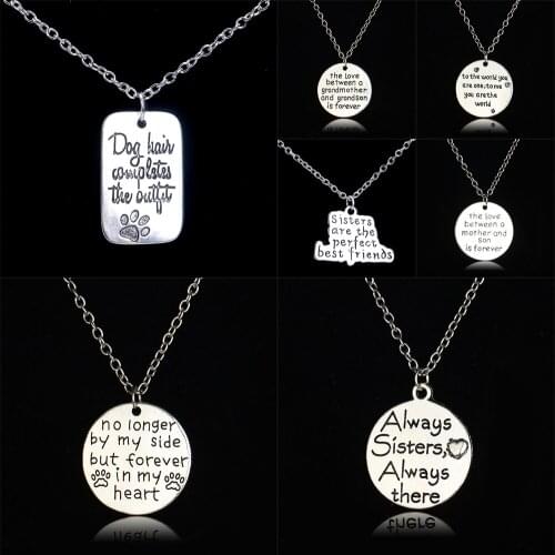 12 Styles Dog Footprint Family Gift For Mother Grandma Sister Pendant Necklace Lovers Couple Women Men Jewelry Best Friend