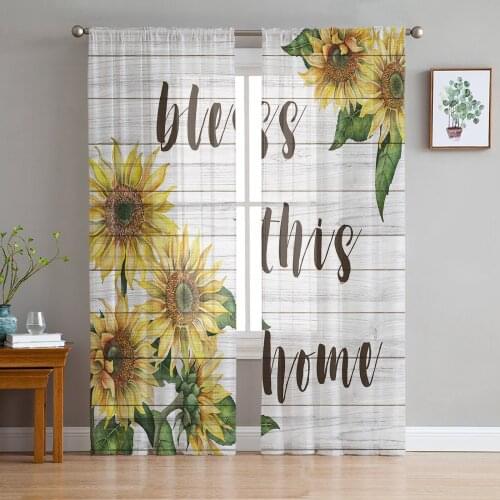 Sunflower Dragonfly Butterfly Sheer Curtains for Living Room Modern Voile Curtain Bedroom Tulle Curtains Window Drapes Decor