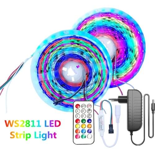 Dream Color App Bluetooth Control LED Strip Lights RGB 2811 IC Rope Light+Power 5M 10m For Bedroom,Kitchen,Home Party Decoration
