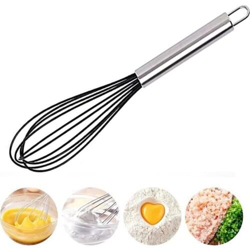 10Inch Egg Whisk Stainless Steel Egg Whisk Kitchen Wire Balloon Whisk Milk Cream Butter Egg Beater Manual Egg Mixing Mixer Tools