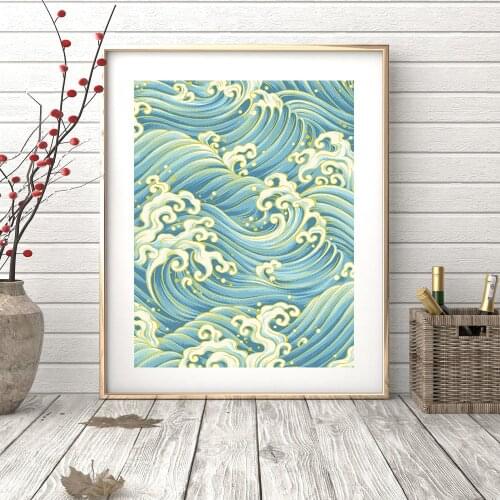 Japanese Art Print Poster Canvas Painting The Great Wave Wall Art Picture for Living Room Interior Home Decor Motivation