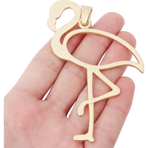 1 x Matte Gold Tone Large Animal Red-crowned Cranes Charms Pendants Hollow Open Fit Necklaces Jewelry Making Findings 98x65mm