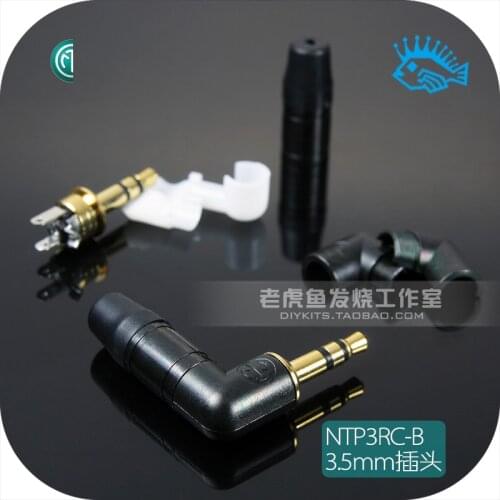 1pcs/5pcs Jack 3.5mm right angle headphone plug NTP3RC-B Swiss Neutrik stereo black right angle gold plated version