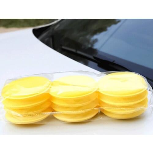 12Pcs Car Foam Sponge Foam Sponge Wax Applicator Cleaning Detailing Pads Car Waxing Polish Car Home Care Cleaning Yellow 10cm