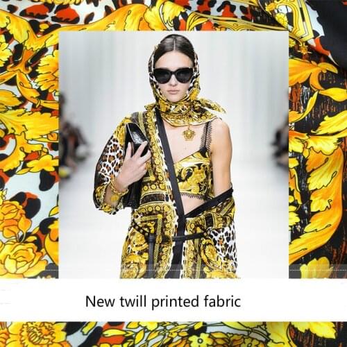 145*200CM New Leopard Palace Court Twill Silk Fashion Printing Fabric Advanced Digital Printing Polyester Fashion Cloth