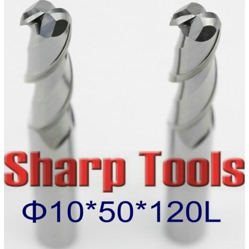 2 Flute Ball Nose End Mills for Wood 3D Long End Mill Carbide Cutter Engraving Bits Router Tools Shank-10mm CEL-50mm OVL-120mm