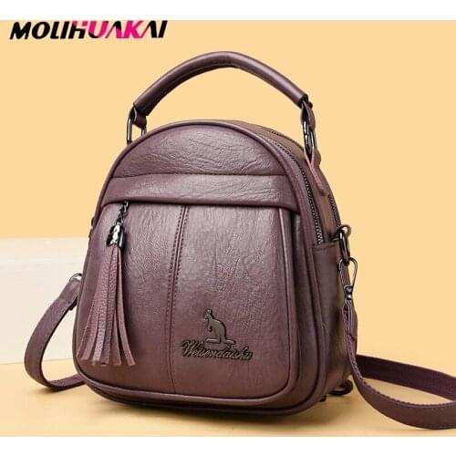 2021Small Backpack Multifunction Women Backpacks Vintage Leather School Bags For Girls Shoulder Bag Ladies Travel Backpack