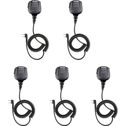 5pcs Retevis IP54 Waterproof 2 Pin Speaker Mic Microphone With 3.5mm Audio Jack for Kenwood Baofeng TYT Retevis Walkie C9075B