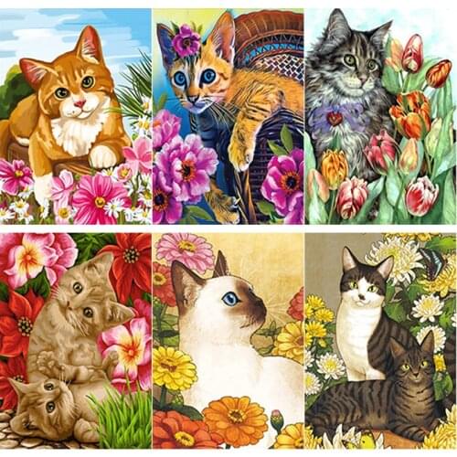 5D DIY Diamond Painting Autumn Scenery Cross Stitch Cute Cat Diamond Embroidery Full Square Round Drill Home Decor Manual Gift