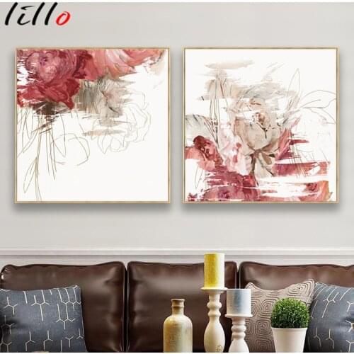 Watercolor flowers red blue paintings bedroom bedside murals flowers modern minimalist living room decoration painting