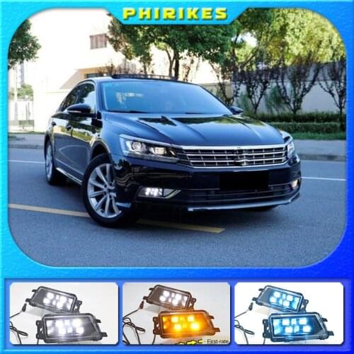 2Pcs Car LED DRL Daytime Running Light For Volkswagen VW Passat 2016-2018 Fog Lamp