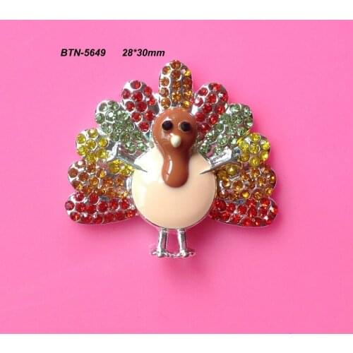 Free shipping 10PCS colorful turkey rhinestone button(BTN-5649)