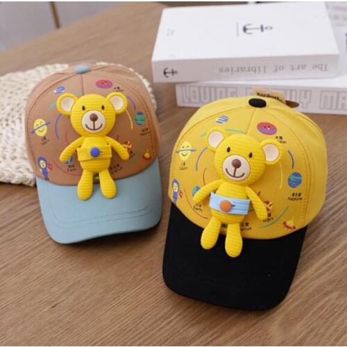 New Cartoon Bear Kid Baseball Cap Boys And Girls Patch Hat Spring SummerOutdoor Hip Hop Hat UV Protetion Visor