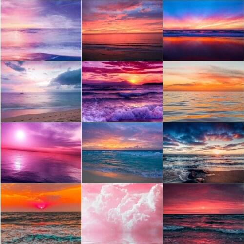 The Seaside Sunset Diy 5D Diamond Paintings Seaside Scenery Full Square and Round Embroidery Mosaic Cross Handmade Home Decor