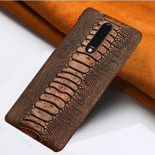 Genuine Leather Cowhide ostrich feet phone case For One plus 7 7T 7 pro 6 6T 5 5T Luxury anti-fall Cover For One plus 7 T pro