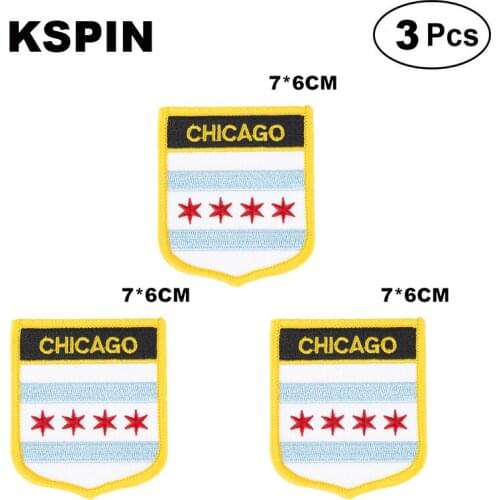 Chicago Shiled Shape flag patches national flag patches for Cothing DIY Decoration