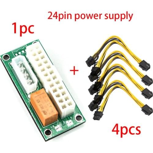 Dual PSU Power Supply Sync Adapter Add2psu ATX 24Pin To 4pin Molex Synchronous Connector Riser Miner Mining+ 6Pin to 8Pin Cable