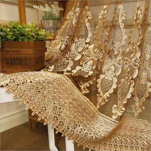 European Luxury High-end Sheer Yarn Tulle Curtains for Bedroom Precision Embroidery Curtain for Living Room Finished Guaze Tulle