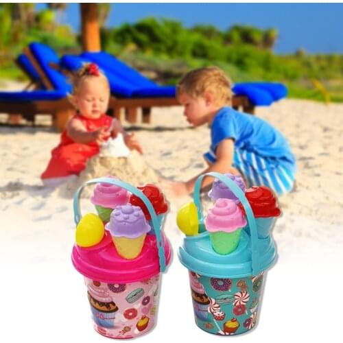 Sandbox Toy with Bucket Ice Cream Model Interactive Beach Game Sand Toy Gift for Kid Summer Beach Toy Set Sand Pack Toy