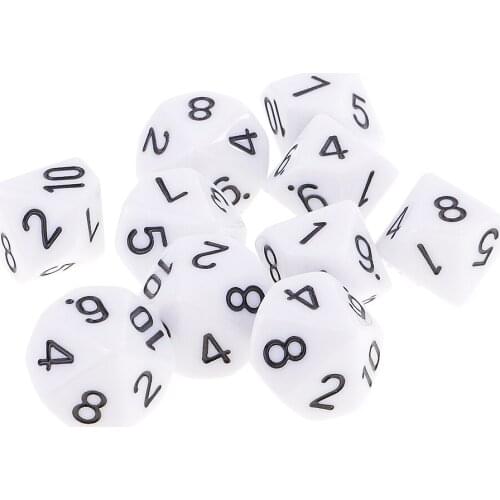 MagiDeal 10pcs 10 Sided Dice D10 Polyhedral Dice for Games White