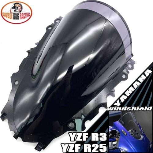 Motorcycle Racing Double Bubble Windshield WindScreen Visor Viser Deflector For YZF-R3 V2 2019 2020 YZF-R25 '19-'20 YZF R3 R25