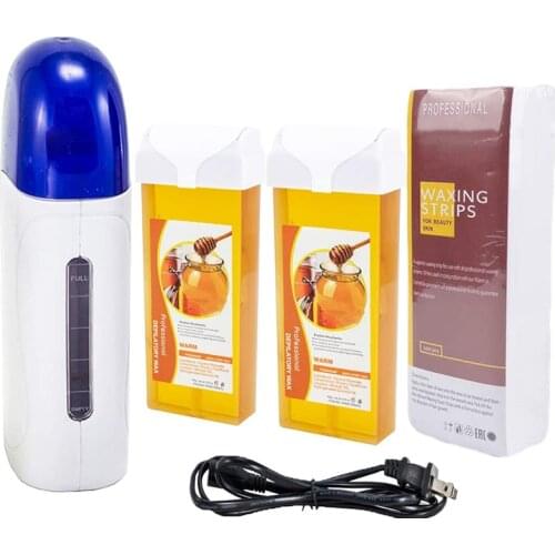 Wax Heater Set Paraffin Roller Epilator Hair Removal Depilatory Strips Roll on Waxing Warmer Kit Cartridge with Sticks Paper