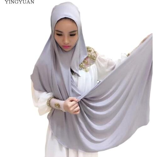 0TJ57 180*70cm Solid Easy Hijab Women Of Scarves Muslim Hijabs High Quality Hijab Beautiful Fashion Shawl Cap(with1 Undescarf