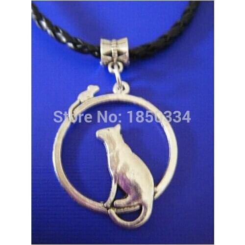 Wholesale 10PCS Fashion Tibetan Silver Large Cat and Mouse Charms Statement Necklace & Pendants DIY Jewelry For Woman B164