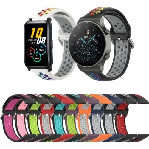 Rainbow Watchband For Honor ES GS Pro Dream Silicone Breathable Sport Bracelet For Huawei GT2 Pro 46mm Smart Watch Wrist Strap