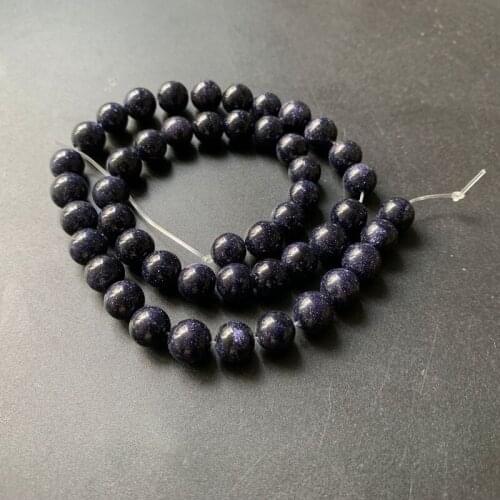 Blue Sandstone Beads Round 8mm Polished Dark Blue Stones Losse Beads Strand for Diy Home Decor Supplies