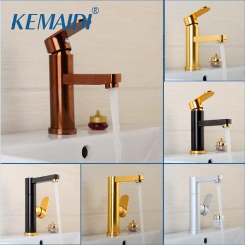KEMAIDI Good Quality Bathroom Basin Faucet Rose Gold Polished Space Aluminium Metal Materials Single Handle Water Tap Faucets