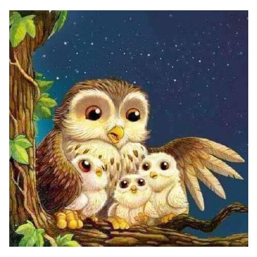 Owl Family Animal abstract Handmade Needlework Embroidery DIY Cross Stitch Kits Crafts 14CT Unprinted Home decor wall Art