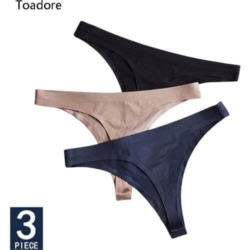 3 Pcs/Set Seamless Thong Sexy Ice Silk Thongs Women Plain Tangas Mujer String Panties G-string Lady Underwear Woman Lingerie XXL