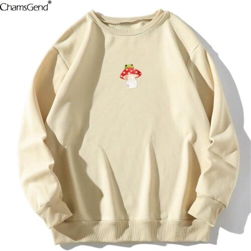 Mushroom Print Aesthetic Sweatshirts Y2k Fashion Streetwear Long Sleeve Hoodies Graphic Embroidery 90s Style Vintage Hoodies